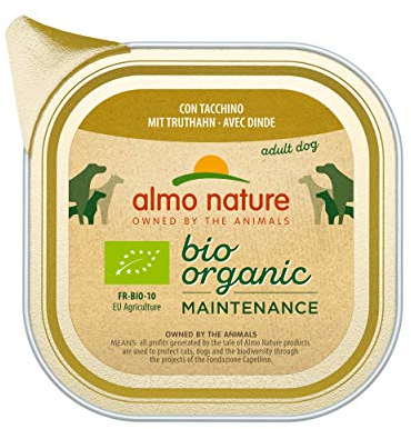 Almo Nature Bio Organic Maintenance Nassfutter für Erwachsene Hunde Mit Truthahn - Aluschale 100 g.