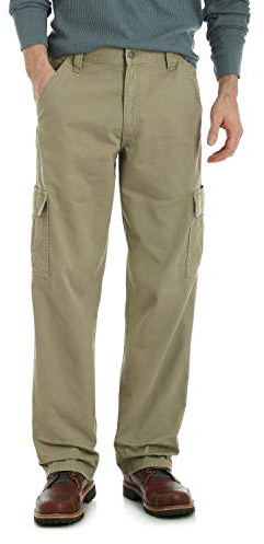 Wrangler Authentics Men's Twill Relaxed Fit Cargo Pant, British Khaki Twill, 42W x 34L