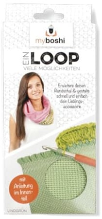 myboshi Webloop, Stoff zum Anhäkeln und Anstricken, Verbindung aus Stoff und Wolle, Webschal Grün (Lindgrün), 1 Loop