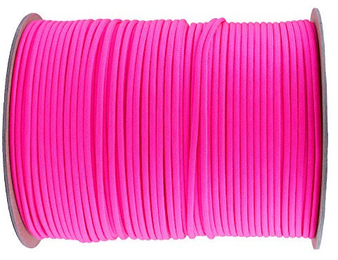 Paracord Planet Paracorde (plus de 50 couleurs) – Bobines de 304 m ou 76 m – Écheveau de 30,5 m, rose fluorescent, 100 Feet
