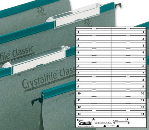 Twinlock Crystalfile 78290 linked suspension file white card inserts, PACK of 50