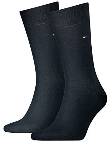 Tommy Hilfiger Classic - Chaussettes de Ville - Lot de 2 - À Logo - Homme - Bleu Marine - 43