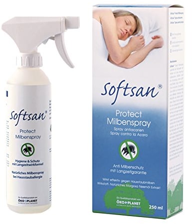 Softsan Protect Milbenspray 250 ml, Milbenschutz, Langzeitschutz für Matratzen, Polster, Textilien. Mittel gegen Hausstaubmilben und Milbenkot