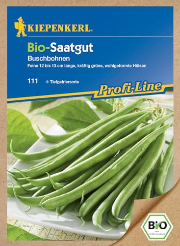 Kiepenkerl Profi-Line BIO Buschbohnensamen, 111 - Feine 12 bis 13 cm lange, kräftig grüne, wohlgeformte Hülsen - Bohnen, Gemüsesamen, Saatgut