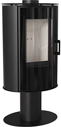kratki Kaminofen 8 AB auf Fuß mit Zierglas Heizofen Kamin Stahl BImSchV Stufe 2, Standard, L, KOZA/AB/S/N/DR/Glass