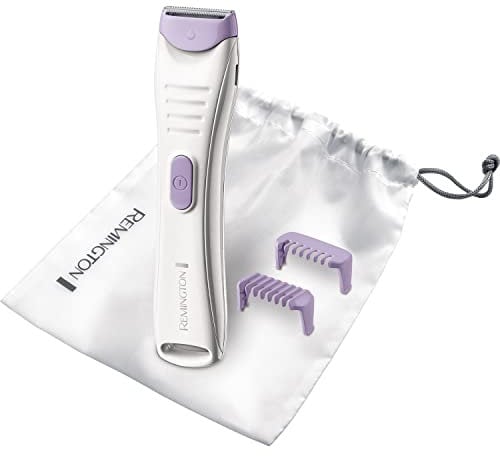 Remington Smooth and Silky Cordless Women's Wet and Dry Bikini Trimmer with 2 Comfort Combs and Beauty Bag, BKT4000, White/Purple