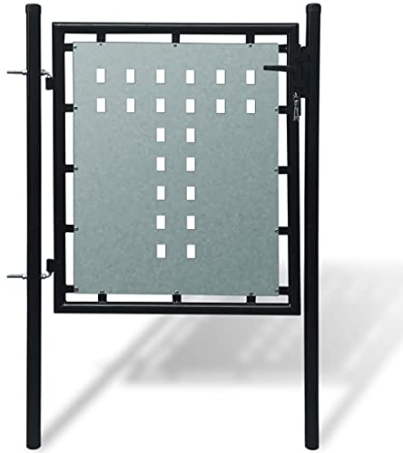 vidaXL Zauntor Einzeltor Gartentor Zauntür Gartentür Zauntore Gartentore Hoftor Eingangstor Einflügelig Stabmattenzaun Tor Schwarz 100x150cm