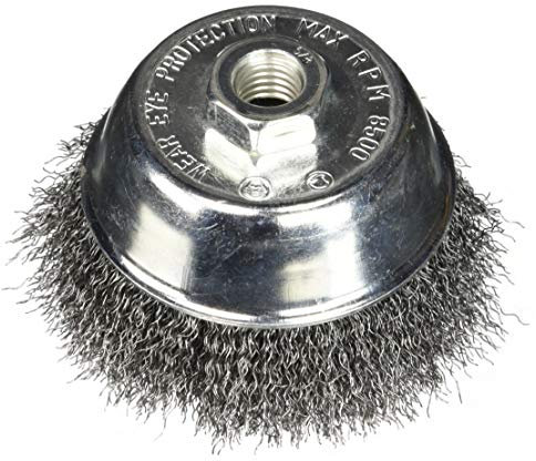 Firepower 1423-3158 Wire Cup Type Crimped Carbon Steel Wire Brush with 4-Inch Cup Diameter and 5/8-Inch NC Threaded Arbor