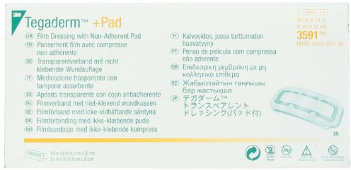3M D054894 Transparent Film Dressing with Non-Adherent Pad, 9cm x 25cm, Pack of 25