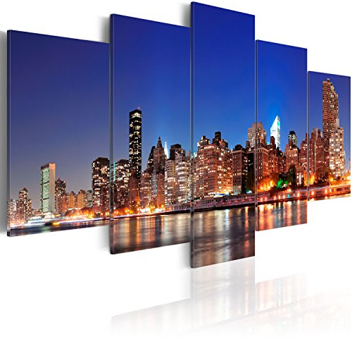 murando - Wandbilder XXL New York 200x100cm 5 tlg - Wand Deko Leinwand Bilder Groß Wanddeko Wohnzimmer Schlafzimmer Kunstdrucke - City Stadt Architektur Städte Amerika USA 030211-30