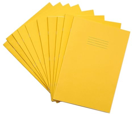 Rhino A4 Tinted Exercise Books, 10mm Squared, 48-Page / 10-Pack, Yellow | Blue Tinted Paper in A4 Size, Improves Visual Comfort to Support Dyslexia & SEN Learning in Schools, Classrooms & Home