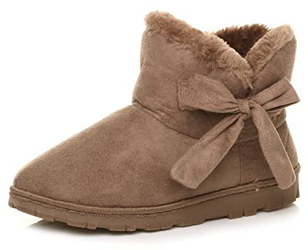 AJVANI flat pull on cosy fur lined ankle boots booties slippers size 4 37