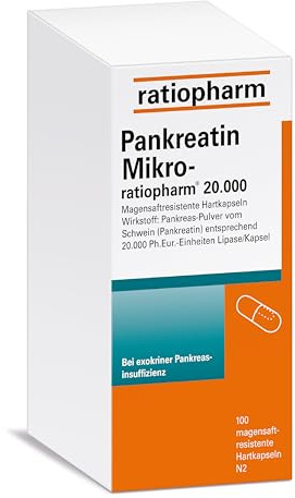 Pankreatin Mikro-ratiopharm 20.000, 100 magensaftresistente Hartkapseln | Unterstützt die Verdauung bei Bauchspeicheldrüsenstörungen