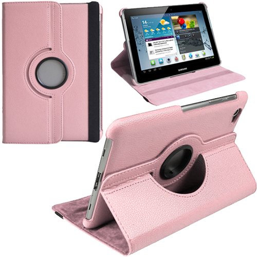 TechDealsUK 360° rotante per supporto Cover Custodia a libro in pelle PU per Samsung Galaxy Tab 2 10,1 P5110 P5100 P5113 - rosa