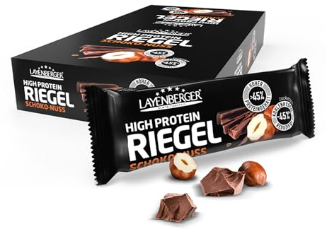 Layenberger High Protein Riegel - Fitness Power Bar, viel Eiweiß, wenig Zucker - 18er Pack (18 x 35 g) - Schoko-Nuss