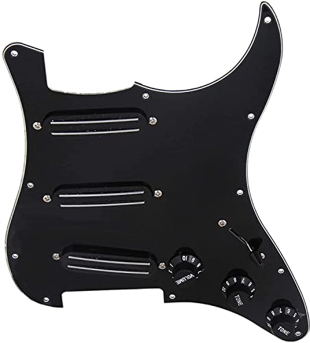 Yibuy Schlagbrett für E-Gitarre, 3-lagig, mit zwei Schienen, vorverdrahtet, 9,2–9,3 kOhm, Schwarz