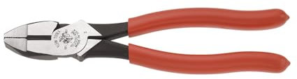 Side Cutter Linemans Pliers Cut ACSR, Screws, Nails, Hard Wire, 9-Inch Electrical Pliers Klein Tools HD2000-9NE, Red