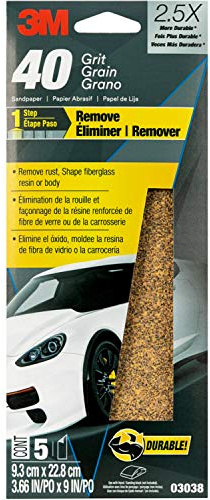 3M Sandpaper, 03038, 40 Grit, 3 2/3 in x 9 in, 5 Sheets