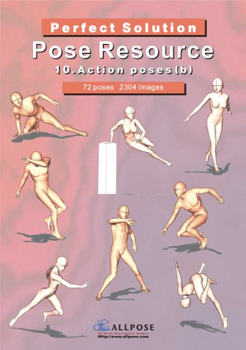 [Livre Allpose] 10_Poses d'action (b) (pour la bande dessinée, le dessin animé, le manga, l'anime, l'illustration du corps humain pose techniques.) (Ressource de pose de dessin de livre Allpose