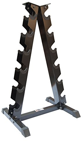 DKN Unisex Adult 6 Pairs A-Frame Dumbbell Rack - Black, 6 Pairs
