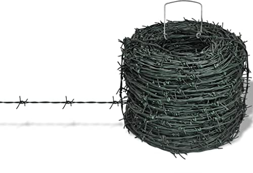 vidaXL Filo Spinato Verde a Rotolo 100 m Protezione Esterni Filo di Recinzione