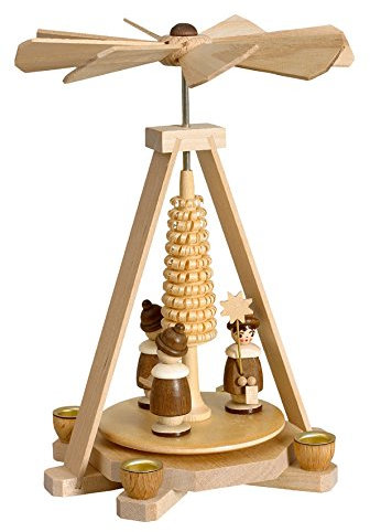 Rudolphs Schatzkiste Minipyramide Minipyramide Kurrende Natur BxHxT 11x15x11cm NEU Holzpyramide Weihnachtspyramide Designpyramide Tischpyramide Wärmespiel Tischdeko Dekoration Weihnachten Wärmespiel