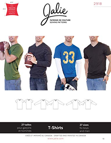Jalie Mens & Boys Easy Sewing Pattern 2918 Jersey Knit T Shirts