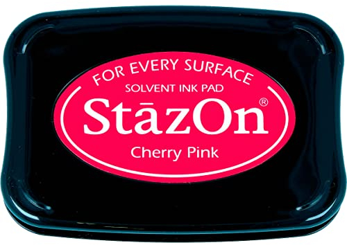 Tsukineko StazOn Stempelkissen - Rosa, Cherry Pink - Groß - Deckend, Lufttrocknend, Wasserfest - Embossing