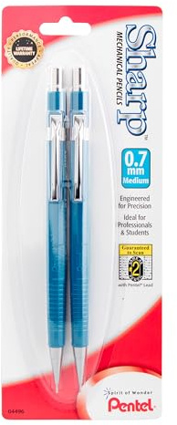 Pentel Sharp Automatic Pencil, (0.7mm), Blue Barrels, Pack of 2 (P207BP2-K6)