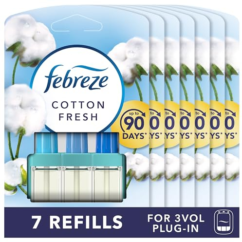 Febreze 3 Volution Air Freshener Plug In Refill 20 ML Cotton Fresh, 3 Alternating Scents To Clean Away Odours 7 x 20 ml