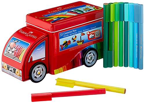 FABER-CASTELL 155533 - Filzstifte Connector Pen Truck mit 33 Stiften