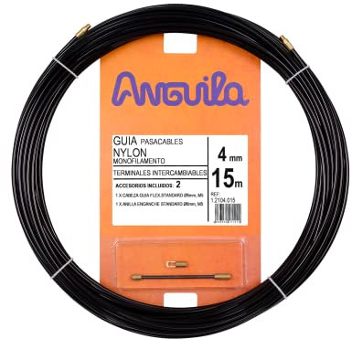 Anguila | Guía Pasacables | Terminales Intercambiables | Monofilamento | Nylon | Color Negro | Diámetro 4mm | 15 metros
