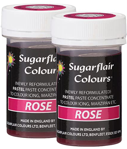 Sugarflair Rose Pastel Food Colouring Paste, Highly Concentrated for Use with Sugar Pastes, Buttercream, Royal Icing or Cake Mix, Subtle Colour Dye - 25g (Pack of 2)