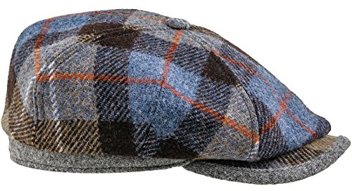 Sterkowski Rambler Schirmmütze | Harris Tweed Schiebermütze für Herren | schirmmütze Herren Cap Herren schiebermütze Herren schiebermütze Damen Visor Cap schirmmütze Damen 55 Blau/Braun