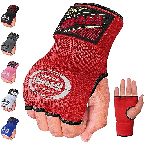 Farabi Sports sous Gants de Boxe Adultes – Bande de Combat Hommes et Femmes – Bandage Entraînement MMA Muay Thai (Red, Adultes S/M)