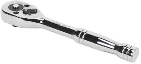 Sealey S0704 Ratchet Wrench with Pear-Head Flip Reverse, 1/4 Square Drive, Silver