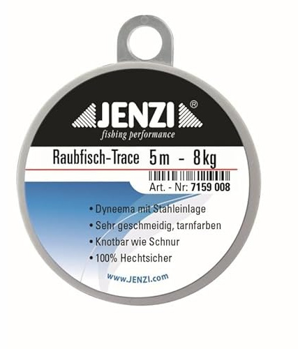 Jenzi Raubfisch-Trace, feingeflochtenes Dyneema, 8 Kg, 5 m