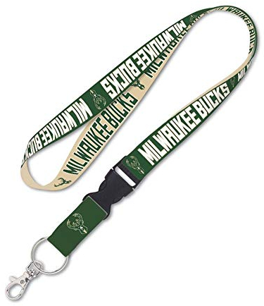 WinCraft NBA Milwaukee Bucks Schlüsselband mit Abnehmbarer Schnalle, 1,9 cm