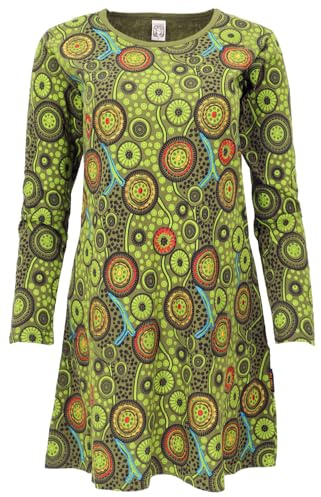 GURU SHOP Hippie Minikleid Boho chic, Wickeloptik, Tunika | Baumwolle, dezenter Druck, Armbündchen, kurze Kleider, normale Passform