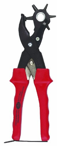 SILBERSPEER Hebel-Lochzange Made in Germany - 6 Löcher, Metall, Rot