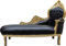 Casa Padrino Barock Chaiselongue Mod2 Schwarz/Gold Lederoptik- Barock Möbel
