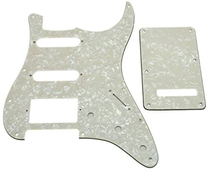 KAISH 11 Loch ST/Strat Style Pickguard HSS Pickguard mit ST Rückplatte Tremolo Trem Cover für USA/Mexico Stratocaster/Strat Aged Pearl