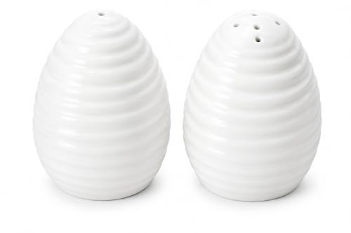 Portmeirion Sophie Conran Salt & Pepper Set - 2.5 Inch Fine Porcelain Tabletop Accessories, White Serveware for Dining, Entertaining & Housewarming Gifts, Dishwasher Safe