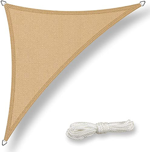 bonsport Marken Sonnensegel Sonnenschutz Dreieck dreieckig 5x7x7 m Sand