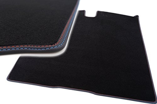 kh Teile Kofferraummatte passend für 5er BMW E61 Touring M5 Velours Matte Autoteppich Kofferraum - Doppelnaht Rot Blau