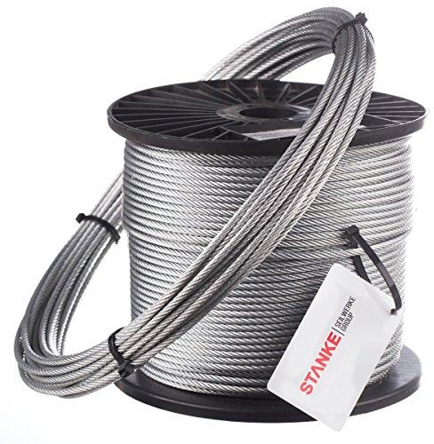 Seilwerk STANKE Câble d'Acier Galvanisé DIN Corde Forestière Corde de Levage Câble de Treuil 6x7+FC 4 mm 25 m
