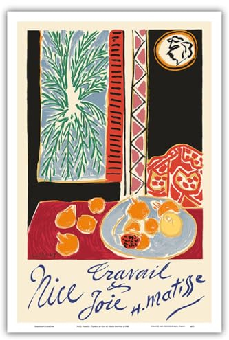 Pacifica Island Art Nizza, Frankreich - Arbeit und Freude - Stillleben mit Granatapfel - Vintage Retro Welt Reise Plakat Poster von Henri Matisse c.1948 - Kunstdruck - 31cm x 46cm
