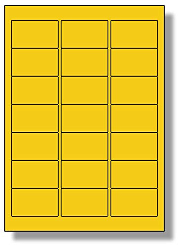 Label Planet® 21 Per Page/Sheet, 5 Sheets (105 Sticky Yellow Labels), Blank Plain Matt Quality A4 Coloured Paper Stickers, for Laser/Copier/Inkjet Printer, UK LP21/63C, 63.5 x 38.1 MM, Colour Coding