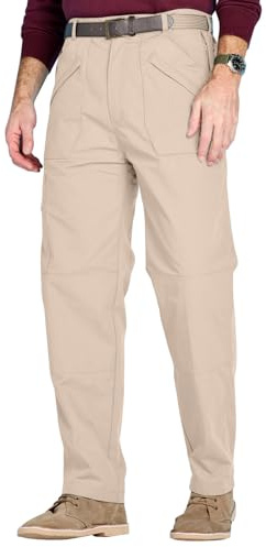 Chums Men's Multi-Pocket Water-Repellent Action Trouser Functional and Durable Pants Stone 44W / 27L