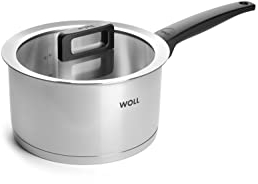 Woll Concept 920NC Casserole en Acier Inoxydable pour plaques à Induction, ø 20 cm, Hauteur : 11 cm, 3,4 l avec Couvercle en Verre dans Coffret